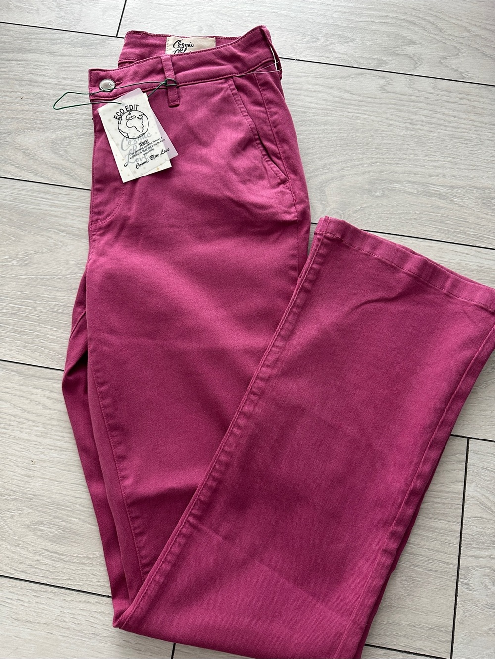 Cosmic Blue Love Boot cut Magenta High-Rise Pants